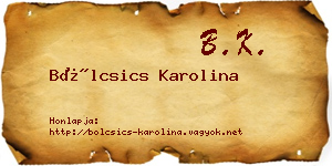 Bölcsics Karolina névjegykártya